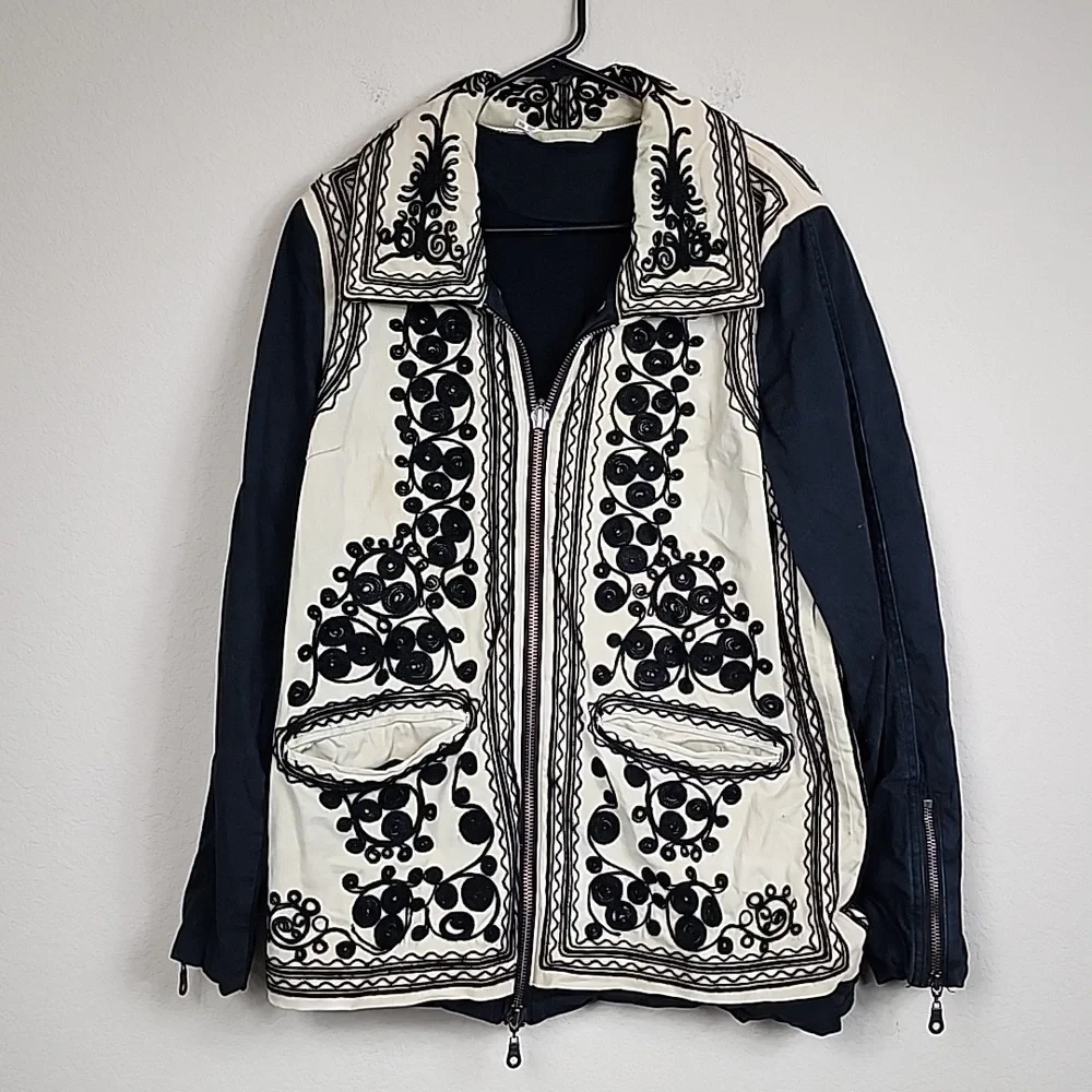 Free People Boho Embroidered Coat Jacket - Picture 5 of 8